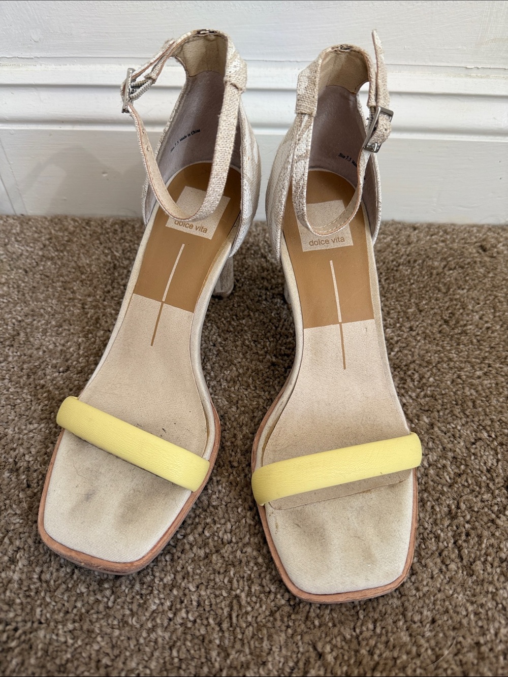 Dolce Vita Yellow Front-Strap Block Heel Sandals